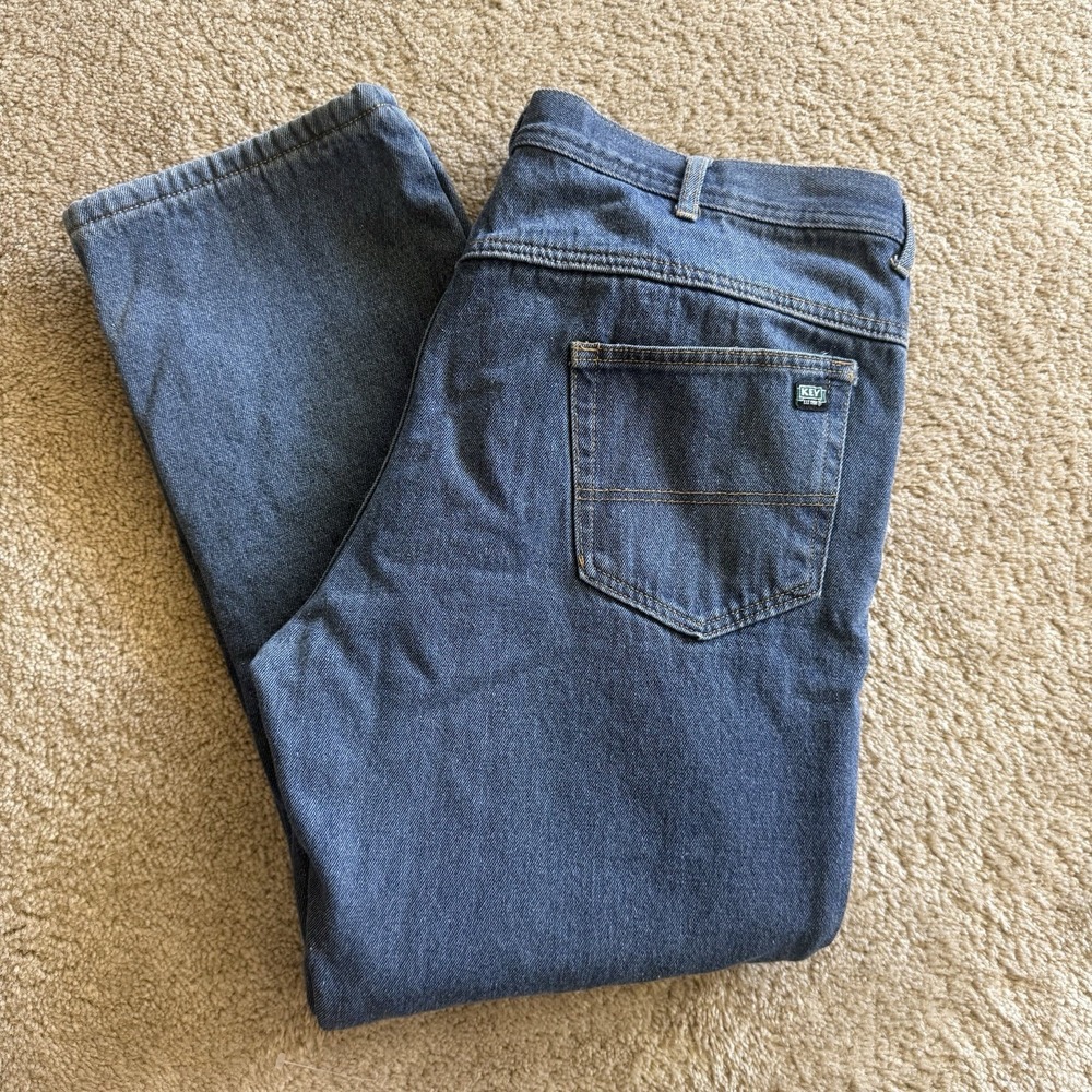 Key Workwear‎ Fleece Lined Jeans Men's 40x30 Indigo Enzyme Wash Insulated 4732 - Picture 3 of 16